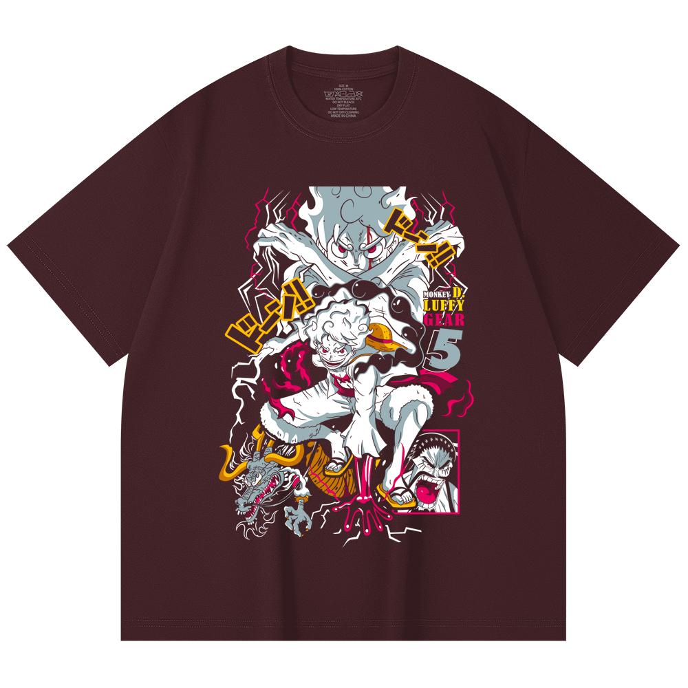 

230 Gsm 100% Cotton One Piece V23 Luffy Gear Print Unisex Heavy Cotton T Shirt 2XL