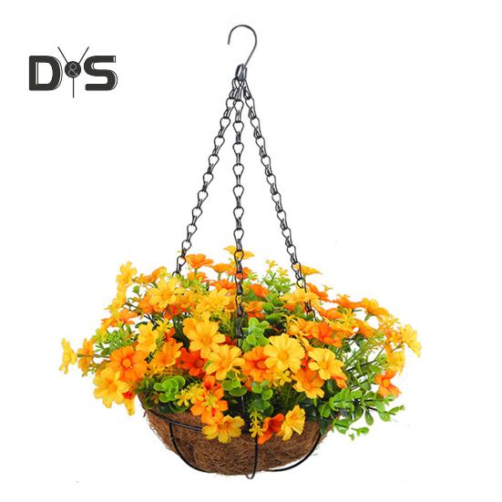 

Подвесная корзина для искусственных цветов, искусственные цветы в корзине, устойчивая к ультрафиолетовому излучению, искусственная цветочная корзина с цепями для декора дома, сада, патио D