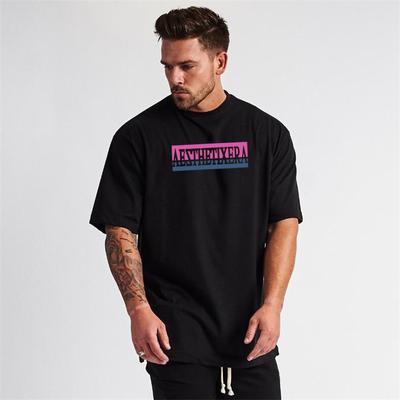 Summer Dropped Shoulder Sweat Absorption Top Men Sports Casual Fitness Bodybuilding T Shirt