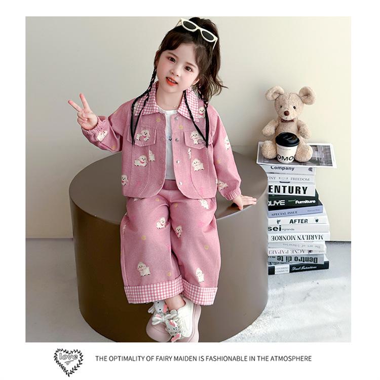 Spring 2025 Stylish Cartoon Two-Piece Set for Baby Girls