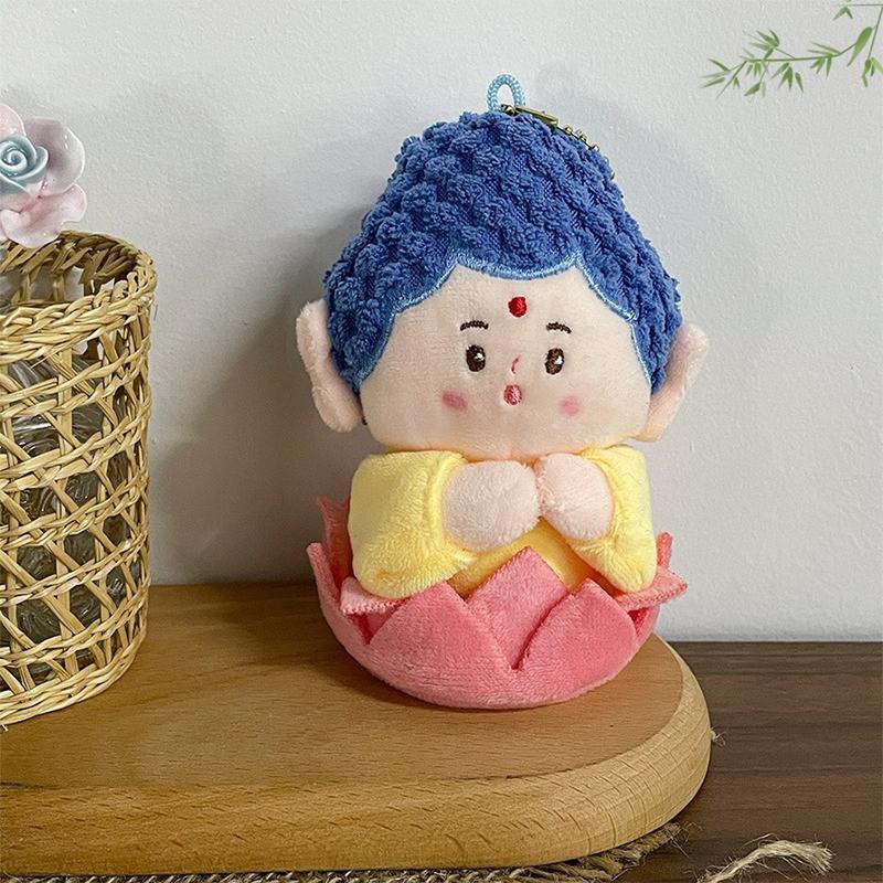 Cartoon Buddha Plush Toy Creative Buddha Stuffed Doll Keyring Backpack Couple Pendant Cute Plush Dolls Keychain For Kid Gifts