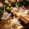 Silver Sequin Snowflake & Butterfly Acrylic Christmas Tree Ornaments