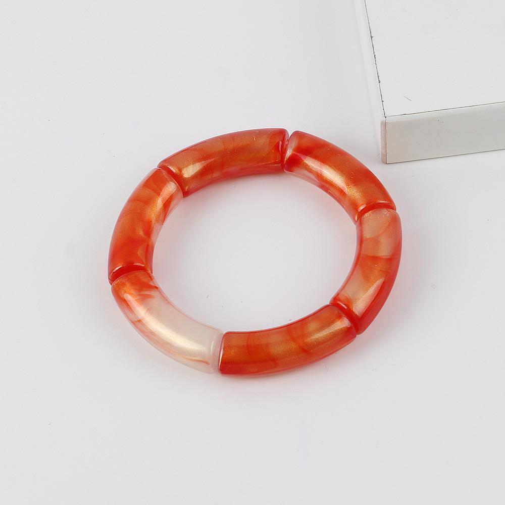 Retro Acrylic Chunky Bamboo Curved Tube Bracelets for Women Boho Mixed Color Resin Stretchy Stack Bangles Trendy Jewelry Gifts