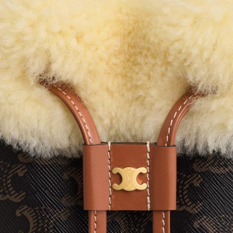 Celine Triomphe Clara Classic Logo Bucket Bag Women Handbags Brown 116882GH3-03TV