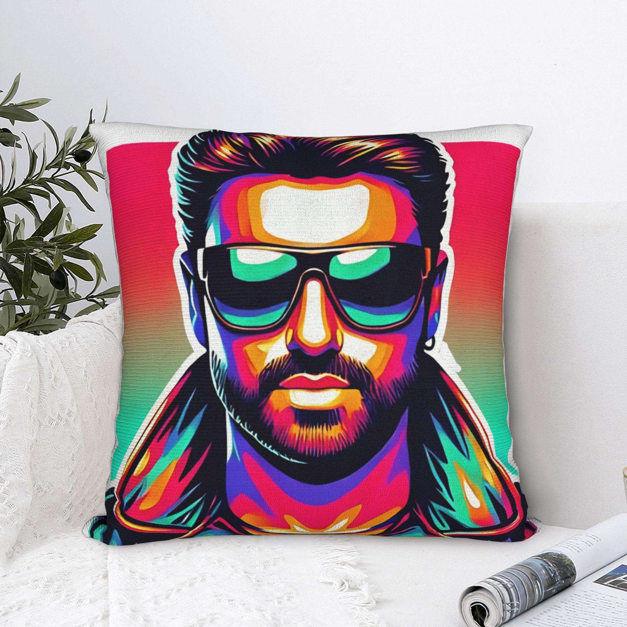 Fine Glasses Unisex Michael George Face Pillow Case Comfy Pillow Cover For Sofa Home Decoration Vintage Cushion Cover