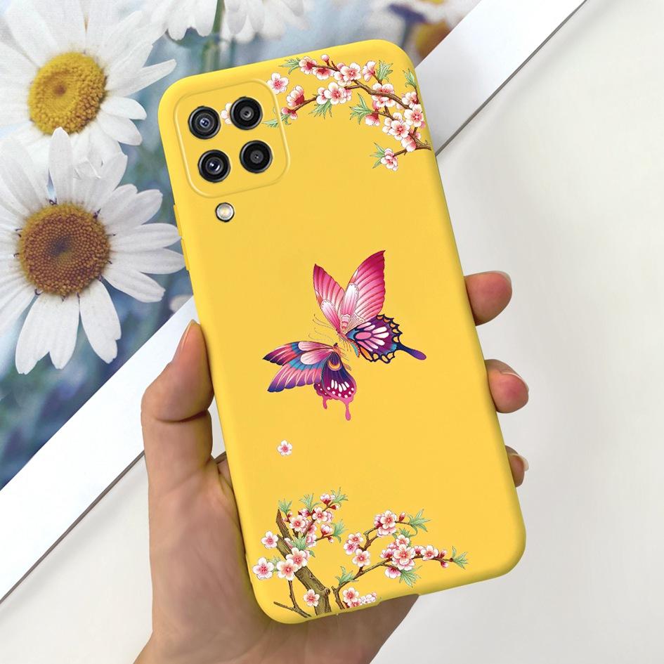 For Samsung Galaxy M22 M32 Case SM-M225F SM-M325F Cover Cute Cat Flower Soft Slim Bumper For Samsung M32 4G M 32 M 22 F22 Fundas