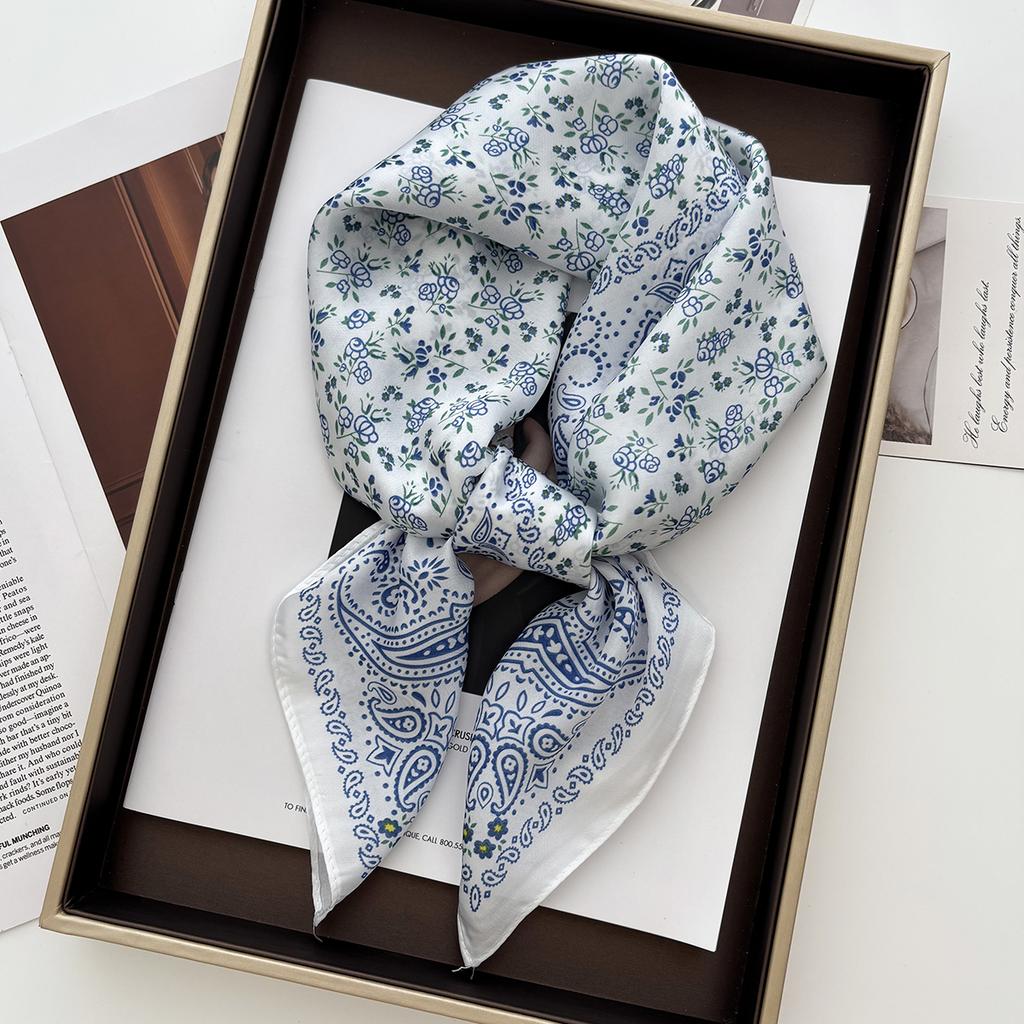 Luxury Polka Dot Printed Satin Scarves Women's Scarf Spring and Summer Floral Decorations Small Neckties Hairbands Bags