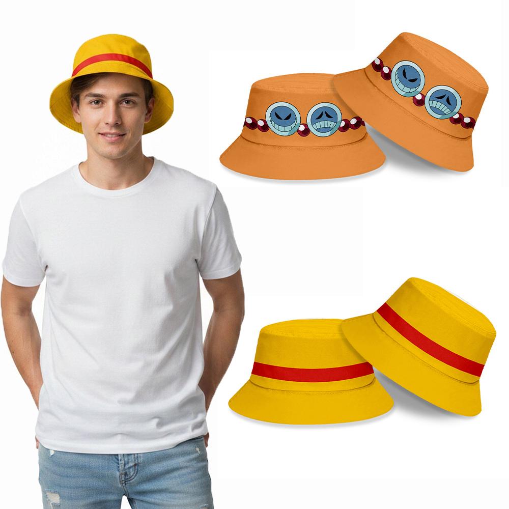 Japanese Anime Cosplay Hat Boater Cap Outdoor Sun Protection Versatile Flat-top Wide-brimmed Casual Travel Street Bucket Hats