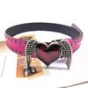 PU Waist Belt with Heart&Wing Buckle Adjustable Length Waist Belt Girls Jeans Dresses Skirt Coat Decors Waistband
