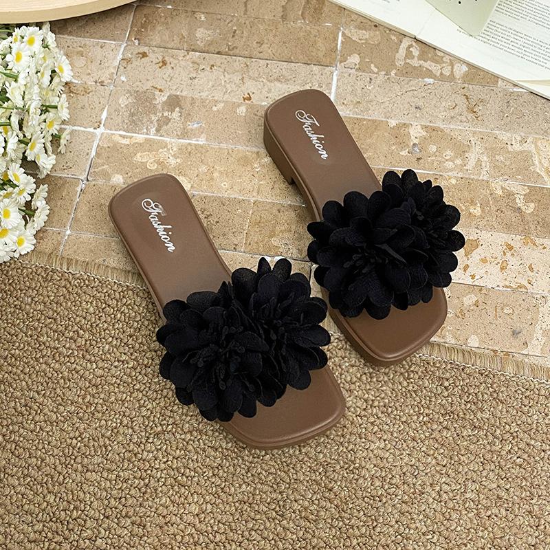 

Women s 3D Flower Flat Sandals Casual Non-Slip Slides Open-Toe Summer Vacation Slippers Beach Boho Slides Shoes Lightweight Dress Shoes for Women 40/41 чорний