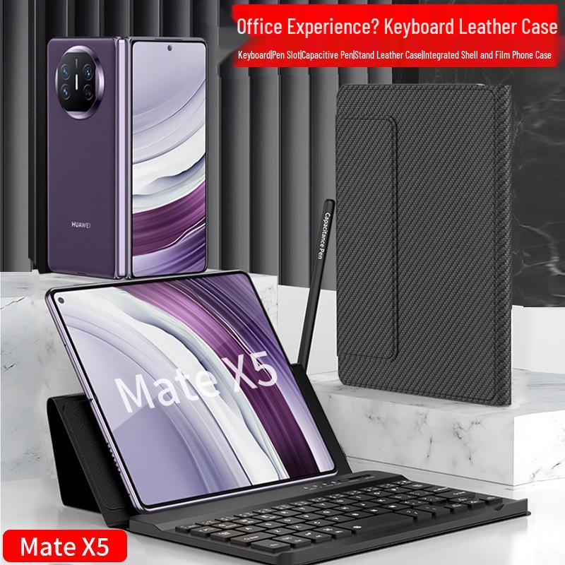 GKK Magnetic Leather Case Stand with Wireless Bluetooth Mouse & Keyboard for Huawei Mate X5/Xs2/X3 Foldable Screen