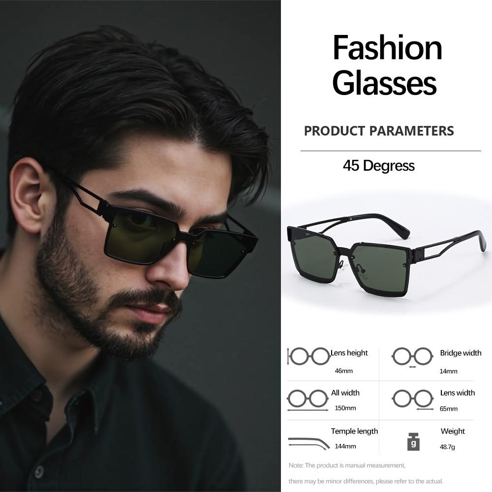 Vintage Sunglasses for Men Geometric Square Hollow Design Classic Trendy Accessories Glasses For Men