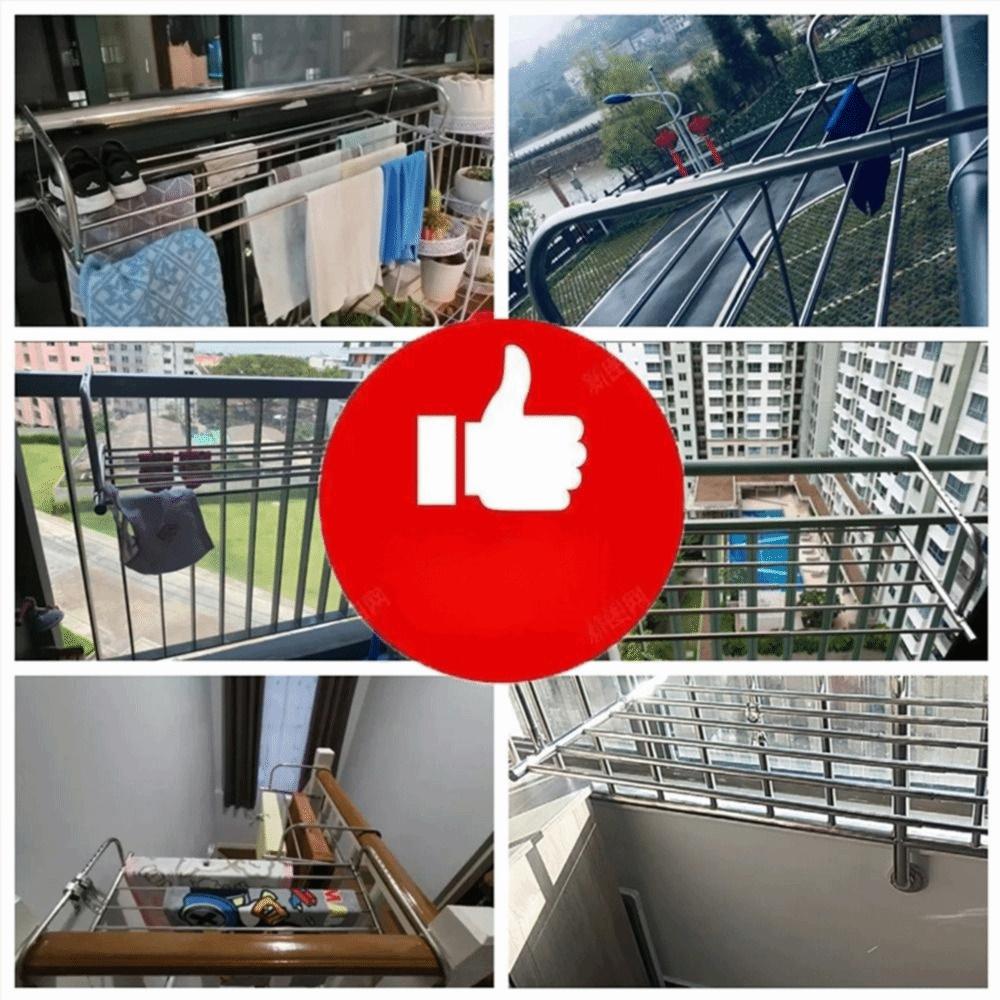 Scalable Clothes Drying Rack Adjustable Floor-Standing Balcony Hanging Rail Stainless Steel 50-158cm Clothes Organizer Racks
