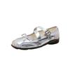 Sheepskin Version Silver Single Shoes Women's Retro Bow Thick Sole Heightening Casual Versatile Ballet Mary Jane Sneakers