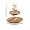 Wooden Display Stand with Metal Stem Decorative Tray Tabletop for Hosts