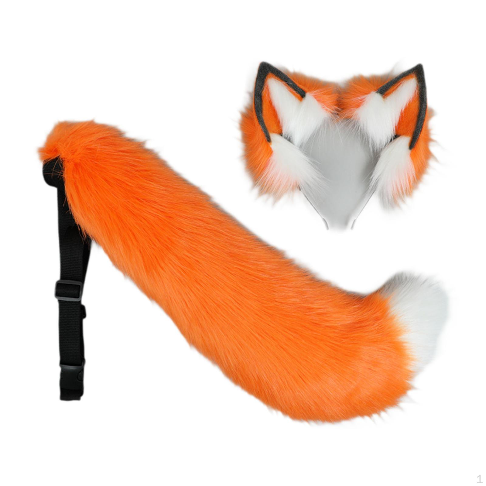 

Комплект из ушей и хвоста животных, платье для косплея для женщин и девочек, регулируемое для карнавала, выпускного вечера Orange White