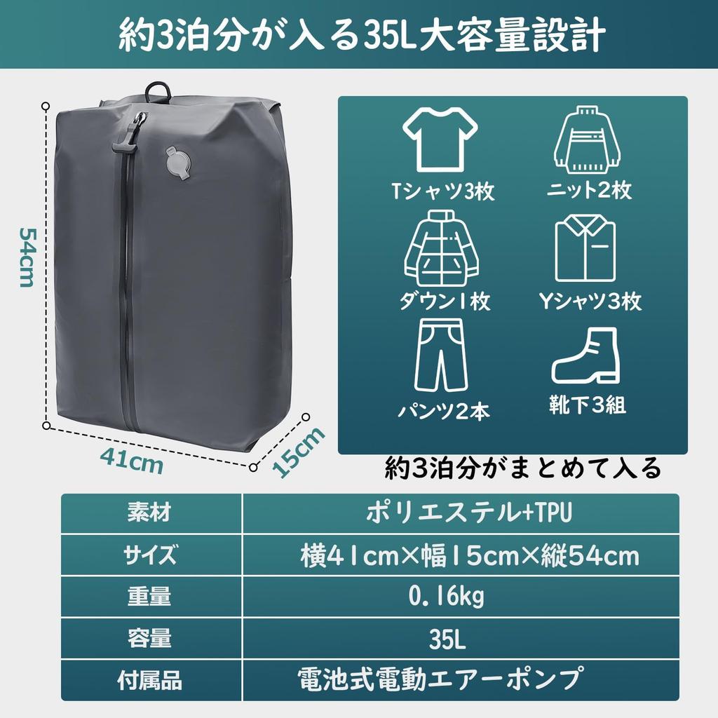 HANANA Vacuum Compression Bags with Electric Air Compression Travel Bags for Suitcase Organizer Fits Large Travel Business Clothing Backpack Storage