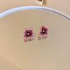 Silver Needle Pink Cubic Zirconia Flower Stud Earrings – Elegant & Delicate Accessories for Women.