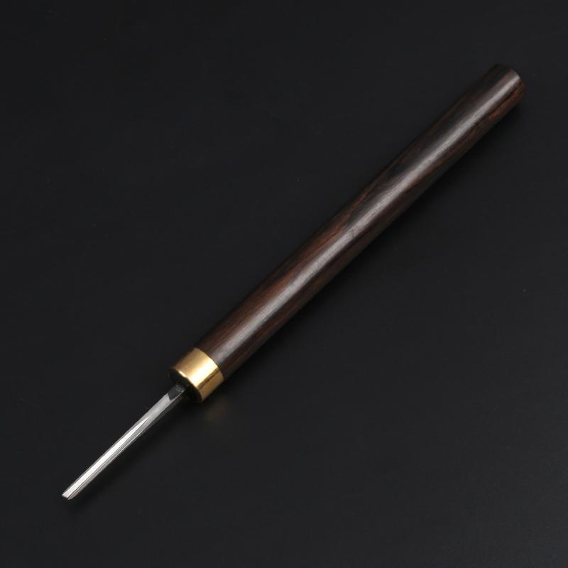 Nitriertes Weißstahl Holzschnitzmesser mit Griff aus lila Sandelholz