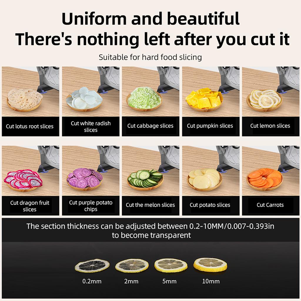 Komerční Manuální Kráječ Zeleniny a Ovoce 0.2 10mm Nastavitelná Tloušťka Nerezová Ocel Manuální Stroj na Krájení Zeleniny