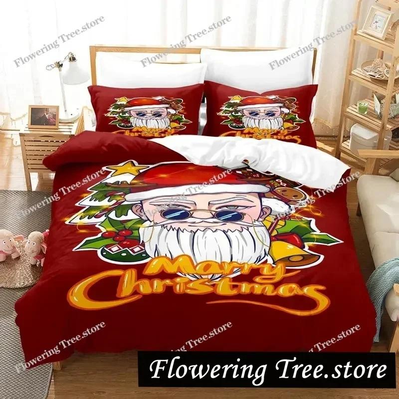 Merry Chrismas Santa Bedding Set Boys Girls Twin Queen Size Duvet Cover Pillowcase Bed Kids Adult Fashion Home Textileextile029