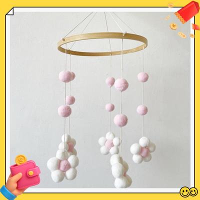 Boule de Fourrure Fleur Nordic Carillon à Vent Sonnette de Lit Chambre de Bébé Chambre d'Enfant Magasin de Vêtements pour Enfants Carillon à Vent Décoration