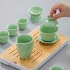 Celadon Kung Fu čajová sada, keramická miska pro domácnost, malá sada čajových šálků, jednoduché čajové umění pro kancelář, čajový obřad, kompletní sada čajových podnosů