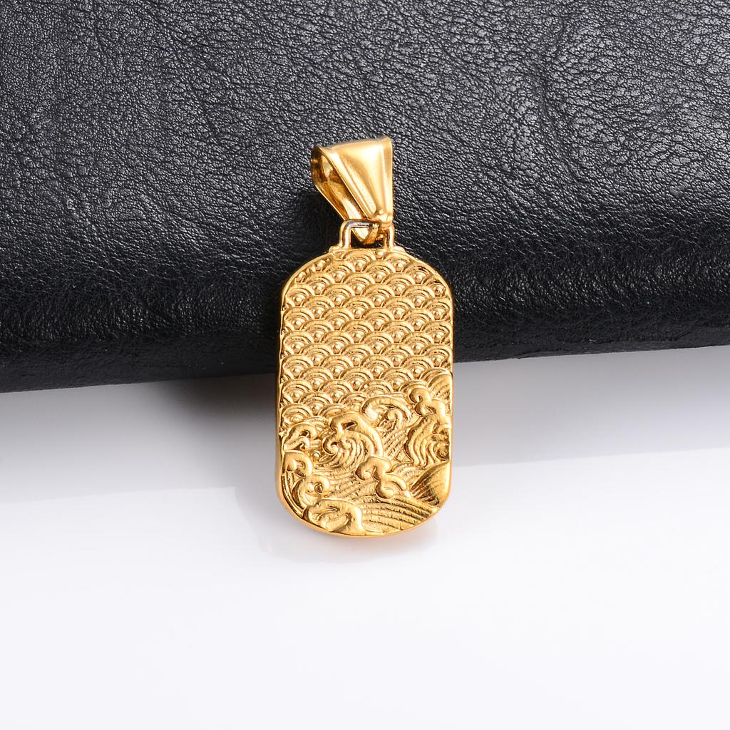 Stainless Steel Rectanglar Pendant Necklace for Women Men Gold Cross Skeleton Charms Chain Choker Metal Jewelry Accessory