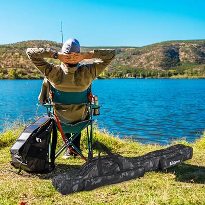 3 Layers Fishing Pole Bag Portable Folding Fishing Rod Storage Bag for Fishing Camping Hiking