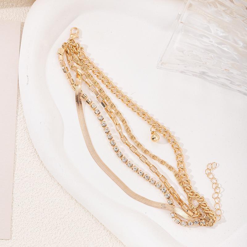 Autumn new jewelry alloy multi-layer stacked bracelet personalized niche diamond-encrusted bracelet women