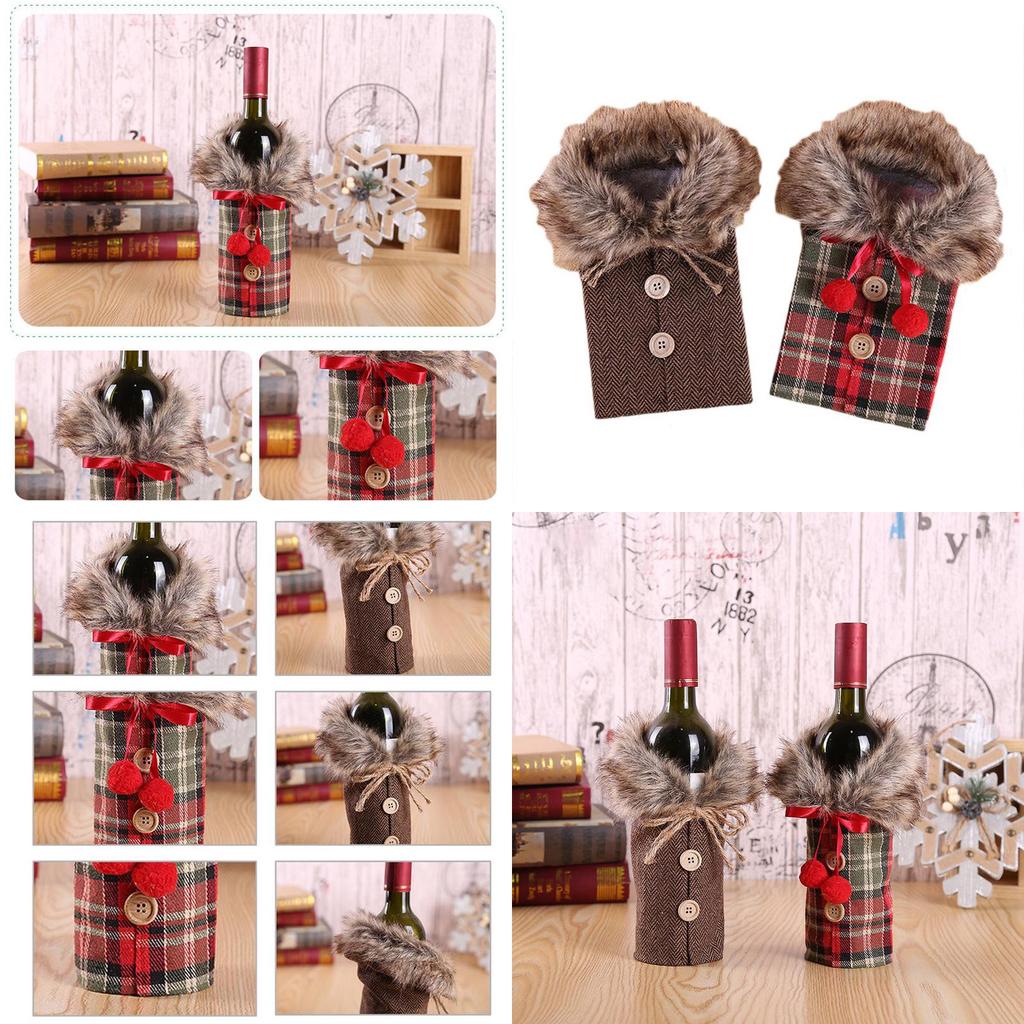 Luxurious Santa Claus Wine Bottle Cover Gift Bag For Festive Christmas Table Decor