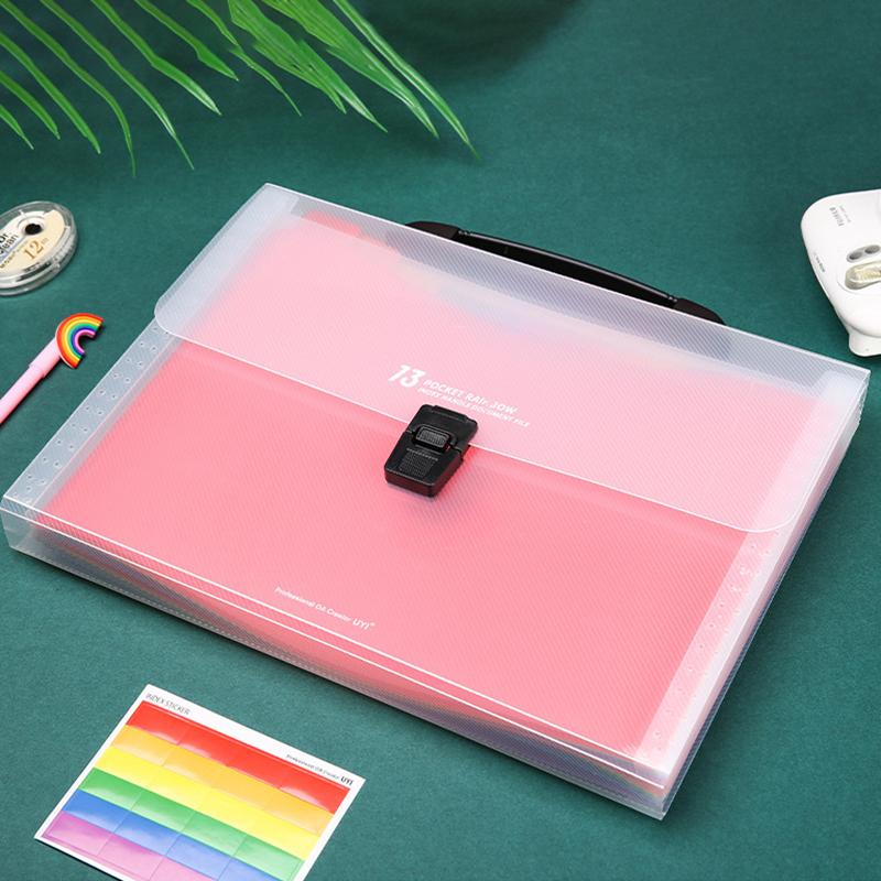1PC Organ Bag Portable 13 Multi-Layer Folder Large Capacity Students With Paper Clips Commercial Coupons Storage Box