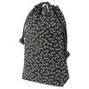 [Inden-ya] Inden Gakkisai-bukuro (Drawstring Pouch) with Gusset, Deerskin, Black Base with White Lac