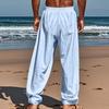 Herren Sommer Leinenhose Übergröße - Europäischer Amerikanischer Stil, Gerades Bein, Falten, Kordelzug, Schnelltrocknend.