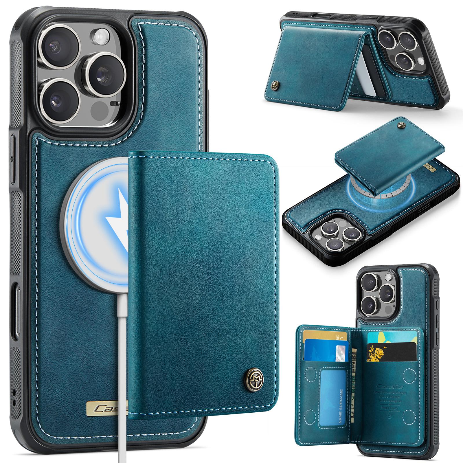 For iPhone 16 Pro Magnetic Case CASEME ME80 Series Leather PC TPU Phone Cover with Detachable Wallet