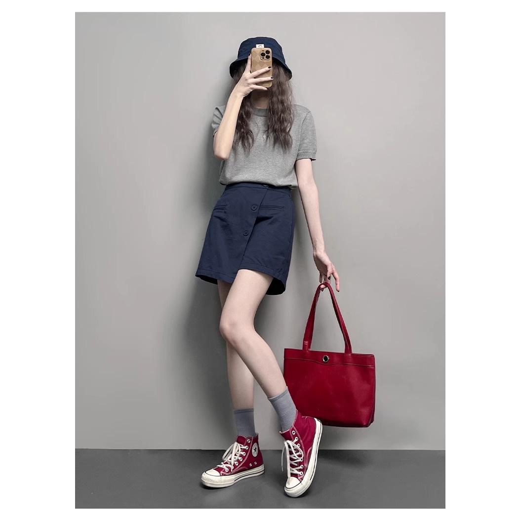 

High-Waisted Slimming Cargo Culottes for Plus-Size Pear-Shaped Figures - Summer 2026 Collection XL (120-135 lbs) темно-синий