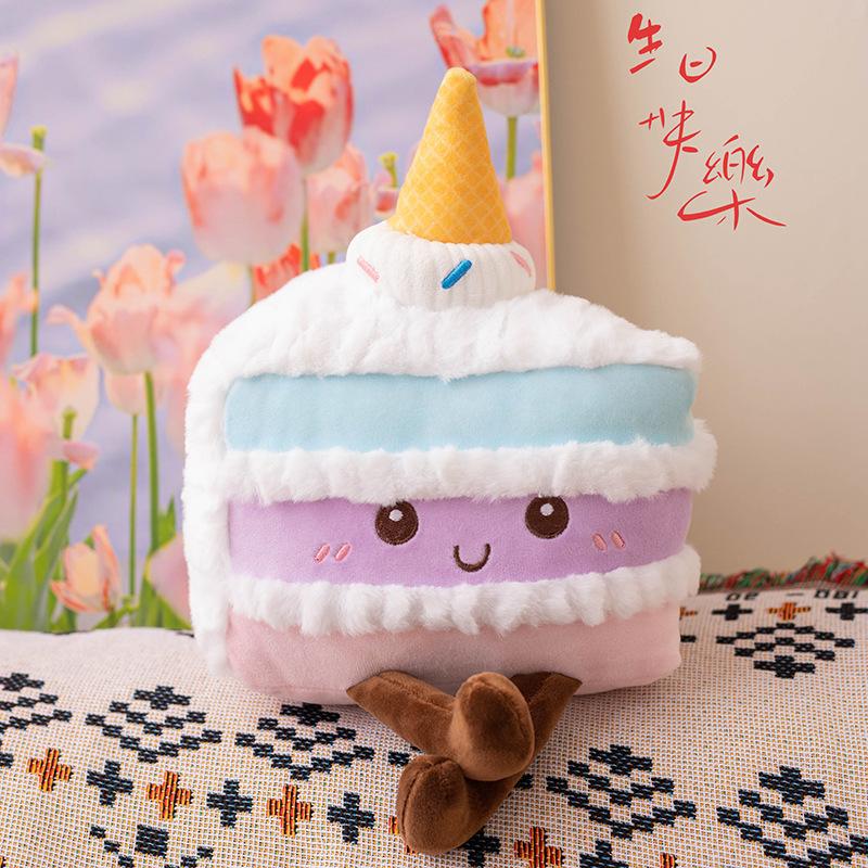 Cute Cake Doll Plush Toys Children's Birthday Chocolate Strawberry Butter Dessert Decoration Ornament Gift