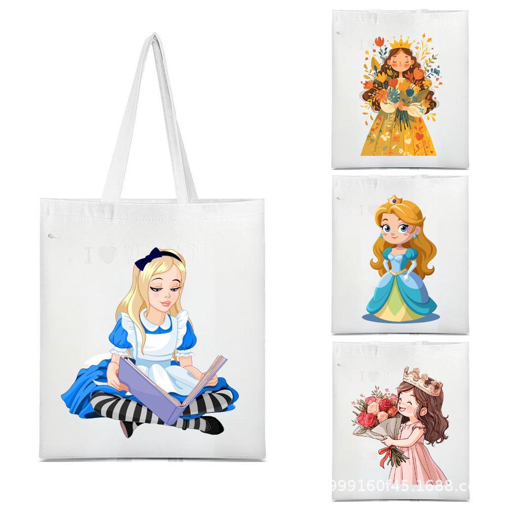 

Большой Холщовый Рюкзак-Тоут с Мультяшным Принтом и Напечатанным Логотипом White 4; 35*40