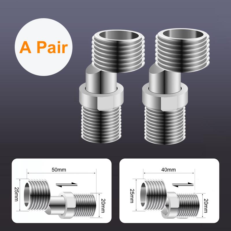 VGX Shower Extension Corner Telescopic Curved Feet 360 Degree Adjustable Shower Faucet Angled Adapter Bathroom Eccentric Screw