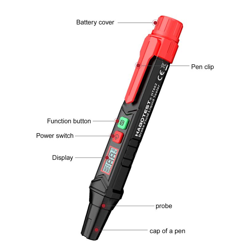 Brake Fluid Tester Auto Car Brake Liquid Digital Tester Pen LED Indicator Accurate Automotive Brake Oil Tester Sound Light Alarm