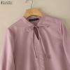 ZANZEA Womens Round Neck Casual 3/4 Sleeve Lace Patchwork Blouse