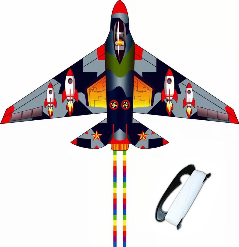 Fighter Jet Kite for Kids Giant Airplane Shape with Vibrant Colors 120cm Size Long Tail for Park and Beach Play