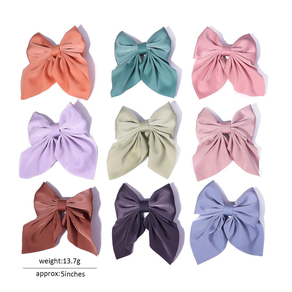 1Pcs Sweet Bows Hairpins Solid Color Bowknot Hair Clips For Girls Satin Butterfly Barrettes Duckbill Clip Kids Hair Accessories Quality