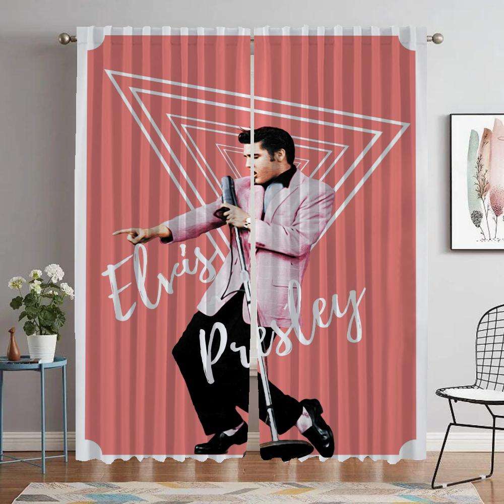 

Blackout Curtain for Room 2 Panel Elvis Home Interior Curtains Tulle for Bedroom Halloween Decoration Partition Shades Living W132xH183cmx2pcs-CL
