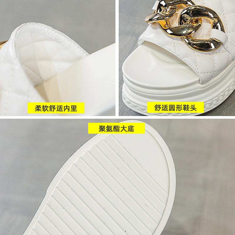 Sandals women's summer new slope heel thick-soled cool slippers outer wear horse buckle small fragrant style fashion Korean version trendy large size