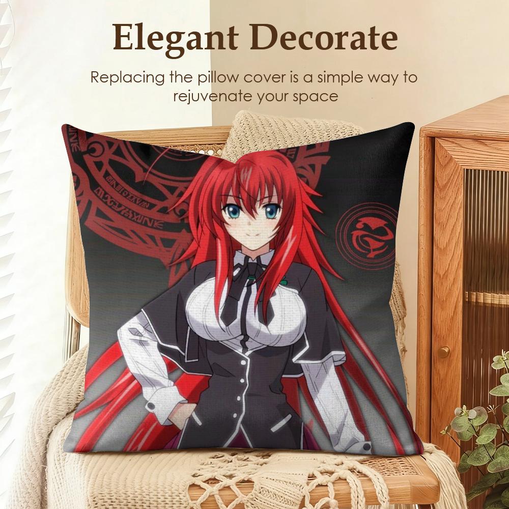 HHigh School DxD Cushion Cover Natural Linen Organic Fabric DoubleSided Printing Sofa Home Decor Gift Pillow Case