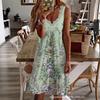 New European and American hot-selling women's clothing fast-selling T strap V-neck lace fashion printed dress