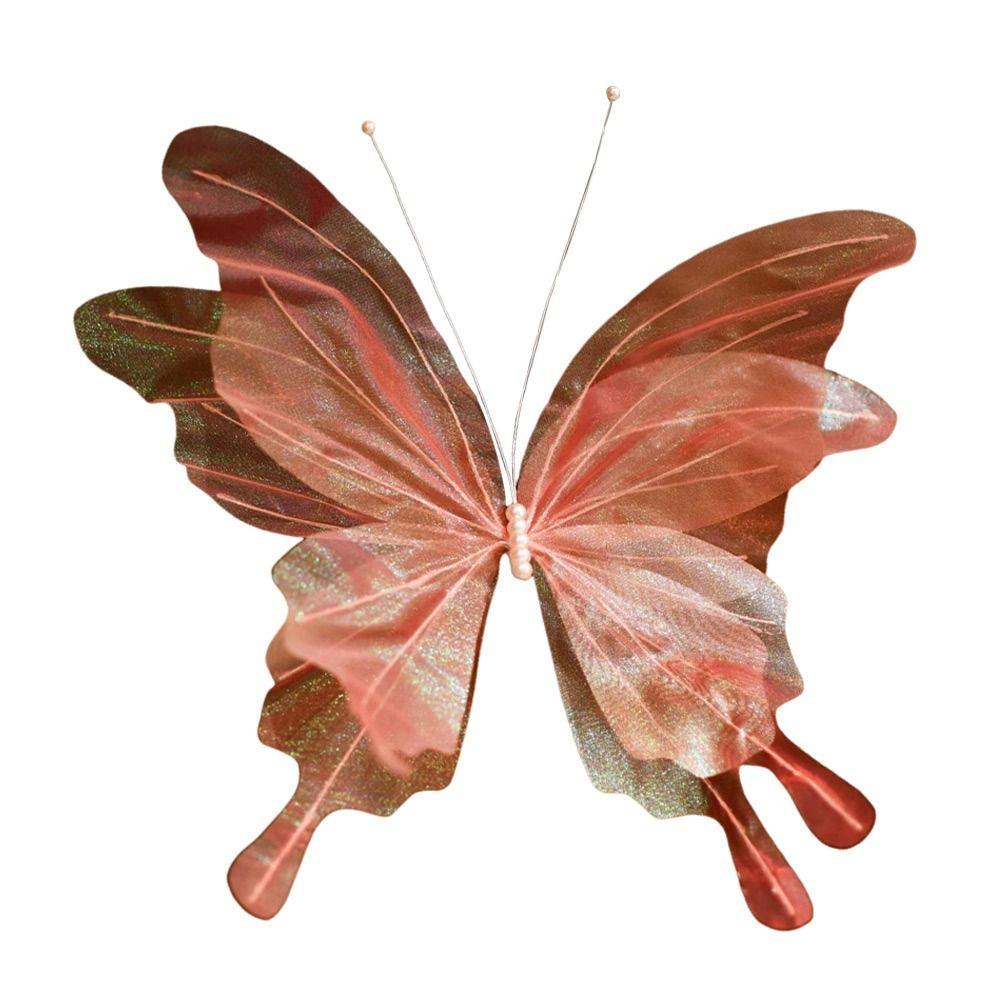 3D Design Wedding Decor Colorful Butterflies Large-scale Veil Gauze Flowers Handmade Craft 55cm Length Photography Props