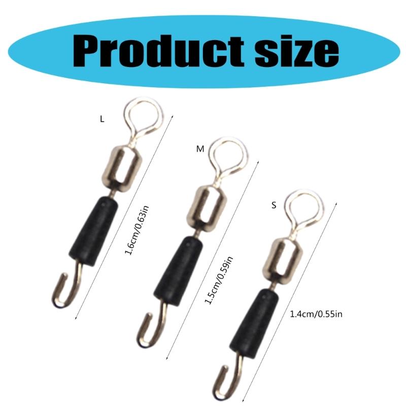 50Pcs High Strength Rolling Balls Bearing Snap Fishing Barrels Swivels Lures Connector Clip for Saltwater & Freshwater