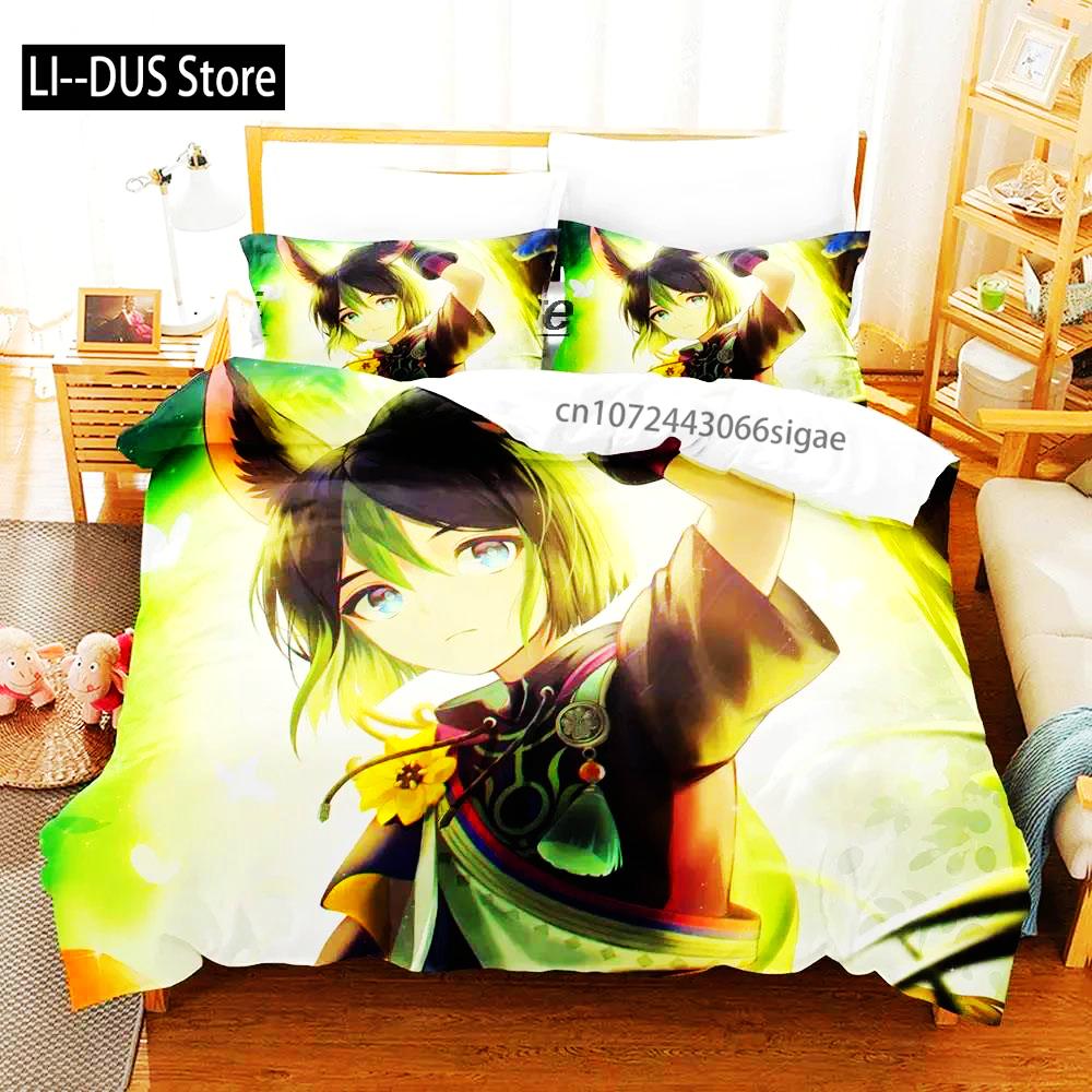 Capa de Edredom Kawaii Genshin Impact Tighnari Para Quarto de Meninos Tamanho Solteiro Twin Full Queen King 2025 Capa de Colcha Fronha